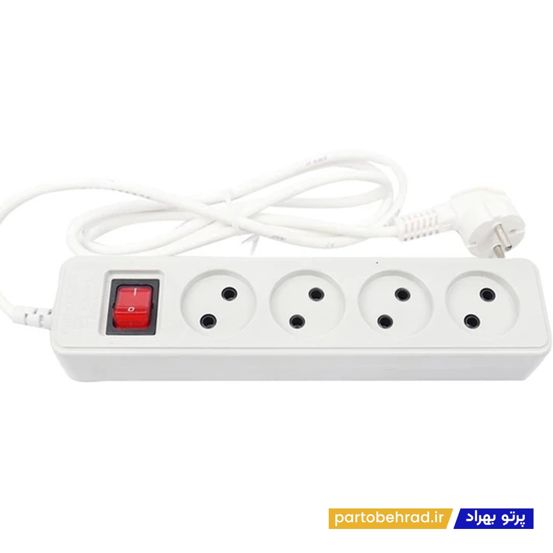4 خانه بدون ارت با کلید با کابل 1.8 متر مدل نیک پارت الکتریک