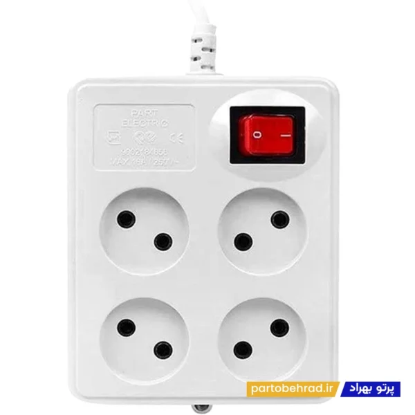 4 خانه بدون ارت با کلید با کابل 1.8 متر مدل (پارت) پارت الکتریک