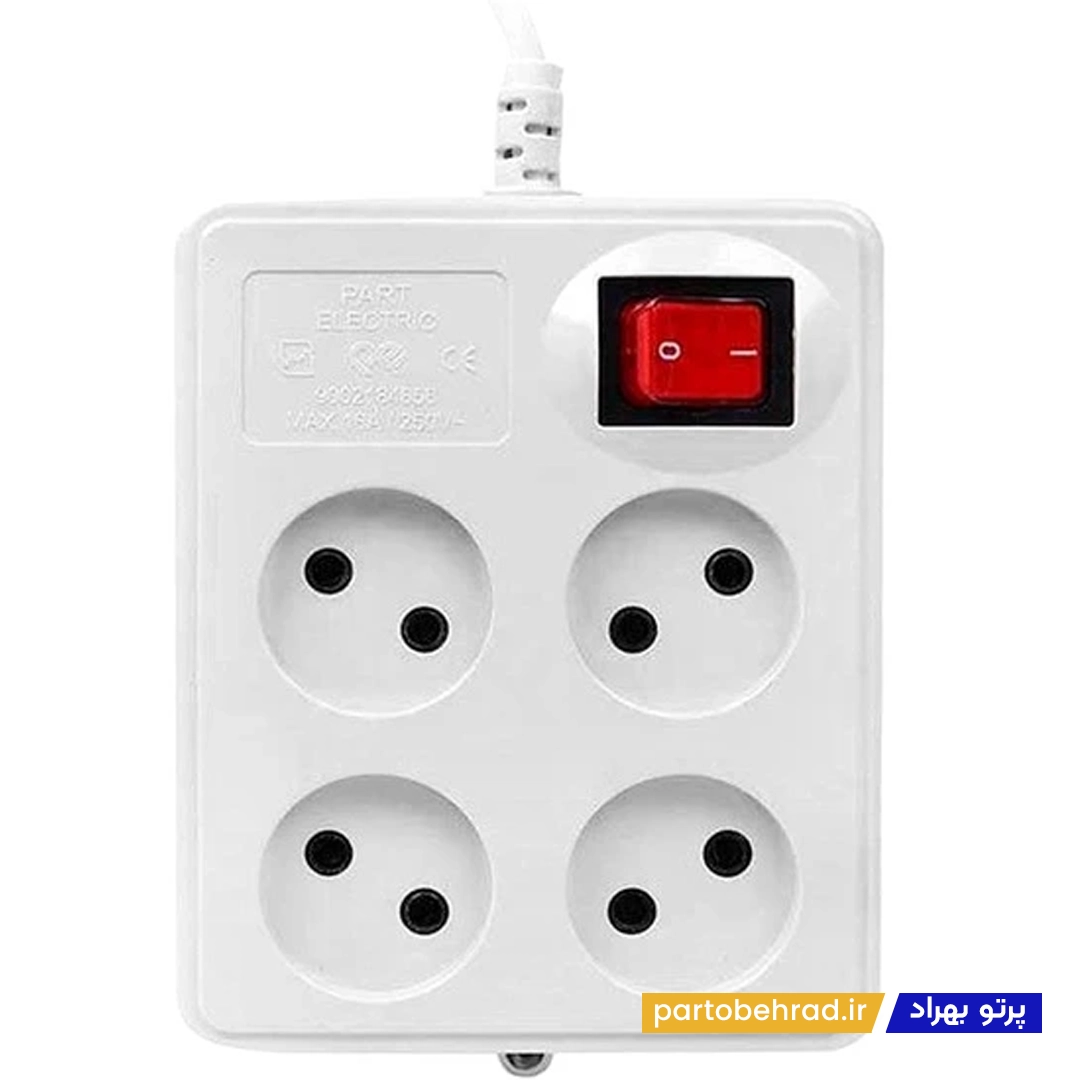4 خانه بدون ارت با کلید با کابل 3 متر مدل (پارت) پارت الکتریک