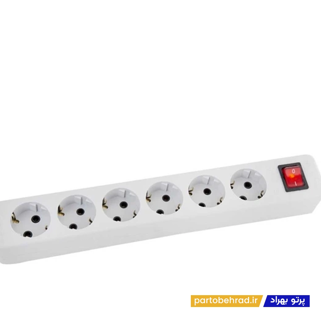 6 خانه ارت دار با کلید با کابل 1.8 متر مدل شهاب پارت الکتریک