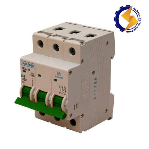 کلید مینیاتوری PFN سه پل 6 آمپر قدرت قطع 6KA پارس فانال