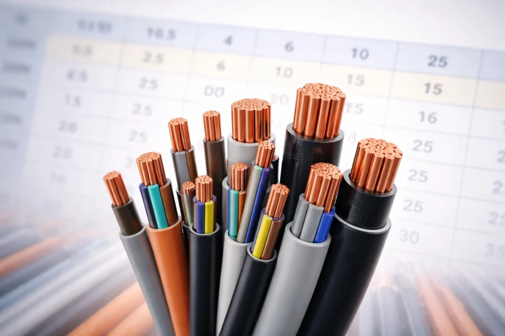 جدول سایز بندی کابل برق