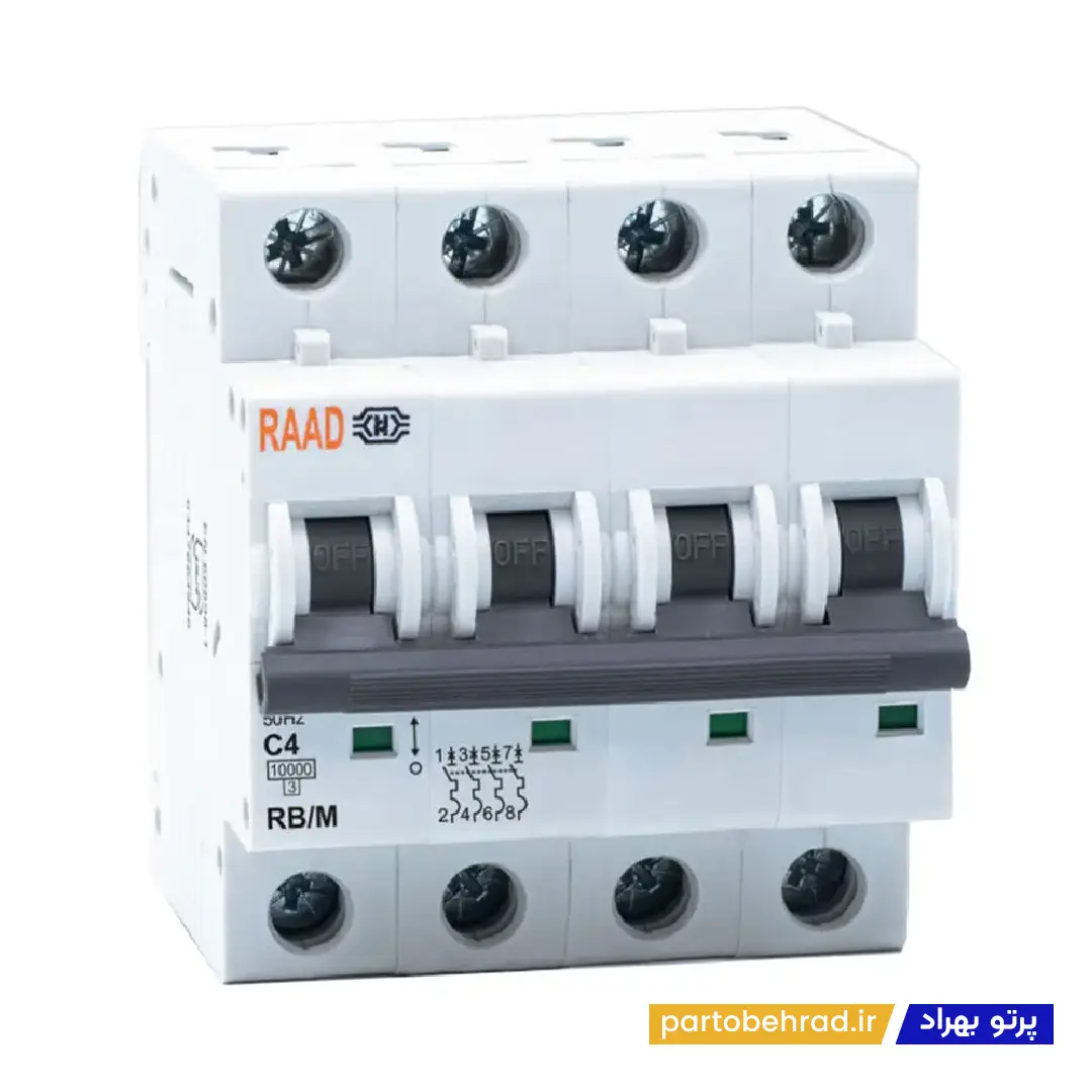 کلید مینیاتوری 3 پل + نول رعد مدل RB/MN 3P + N 40A