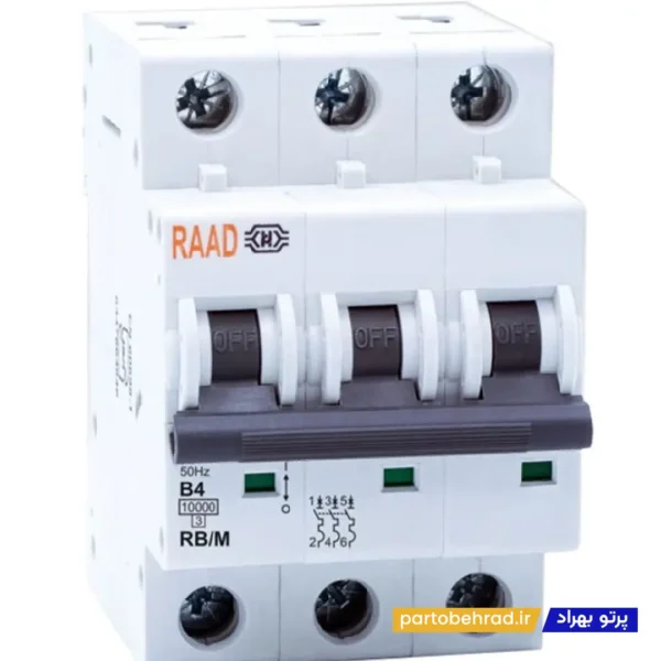 کلید مینیاتوری 3 پل رعد مدل RB/M 3P 4A