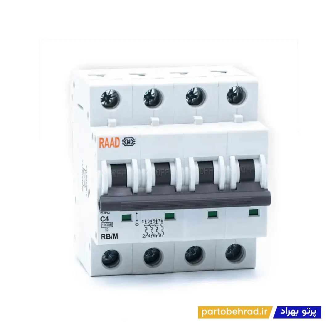 کلید مینیاتوری 4 پل رعد مدل RB/M 4P 40A