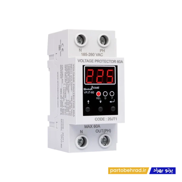 محافظ ولتاژ دیجیتال 60 آمپر شیوا امواج مدل VPJT-60