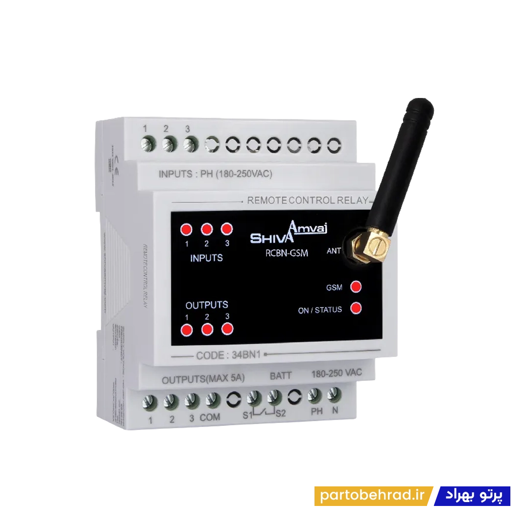 رله کنترل از راه دور شیوا امواج مدل RCBN-GSM 34BN1